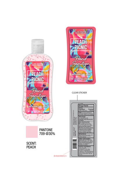 Label (Ultra Defense Sani Smart Peach Picnic Hand Sanitizer Label Artwork)